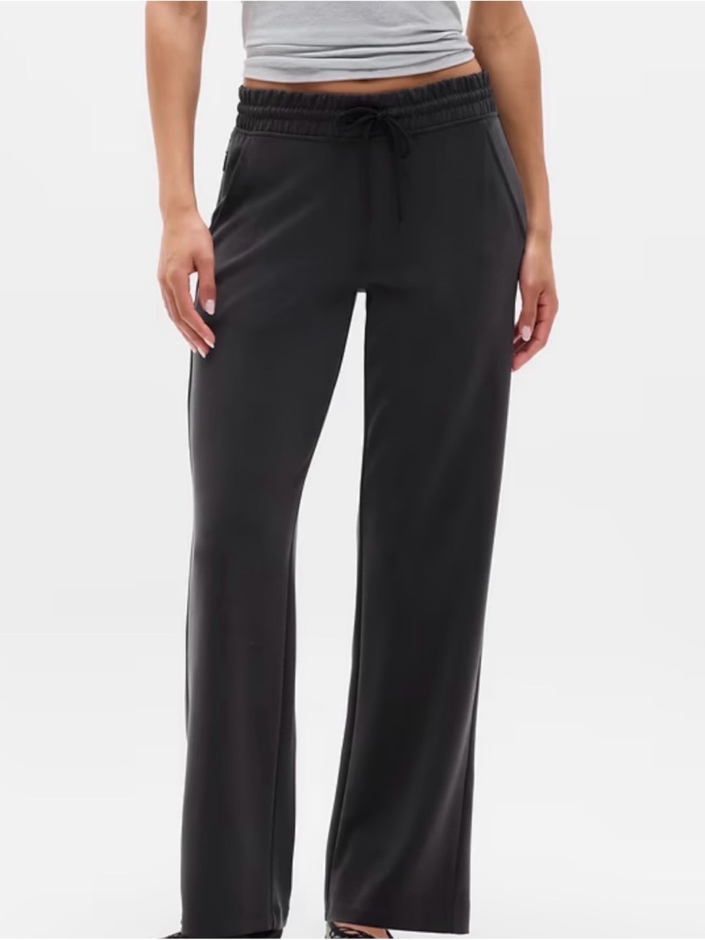 Athleta Black Wide-Leg Drawstring Pants